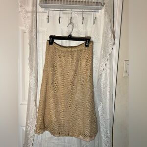 Women’s Knit Midi Skirt, Tan, Size M